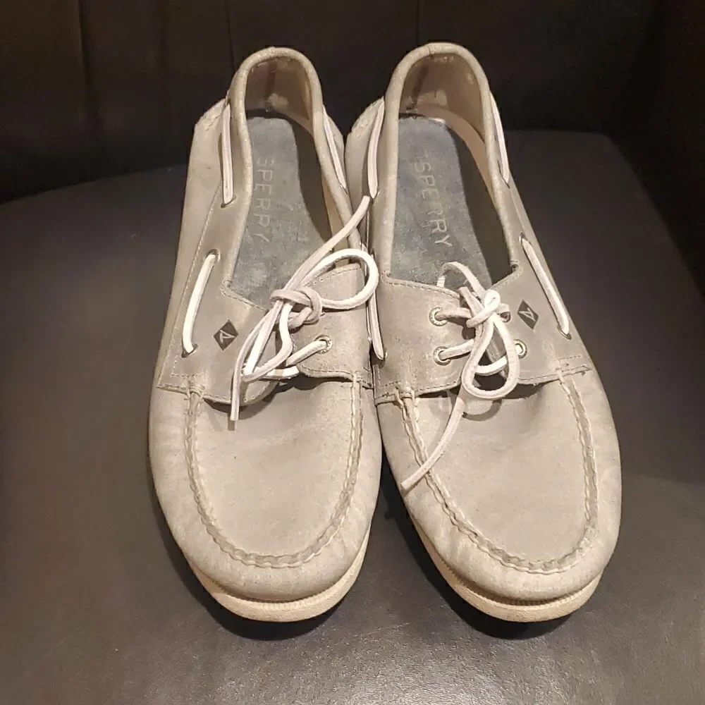 ‎SPERRY Top - Sider Leather Grey Boat Shoes - Size 13